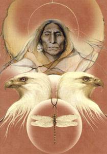 Portrait d'indien avec ses aigles